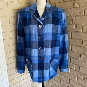 Pendleton Vtg Virgin Wool Jacket Womens Large Plaid Button Collar 49er Heritage